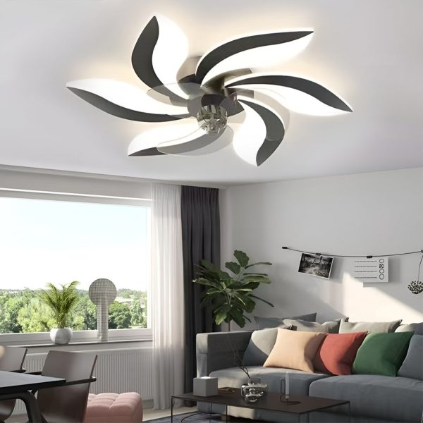 Creative Flower Shaped Three Step Dimming LED Nordic Ceiling Fan Lights - Image 7