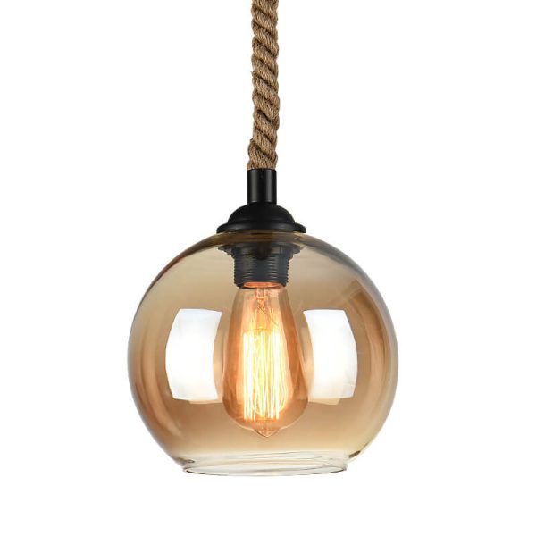 Retro Rope Hanging 1-Light Glass Globe Pendant Light - Image 15