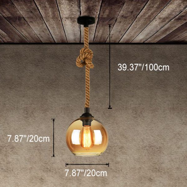 Retro Rope Hanging 1-Light Glass Globe Pendant Light - Image 9