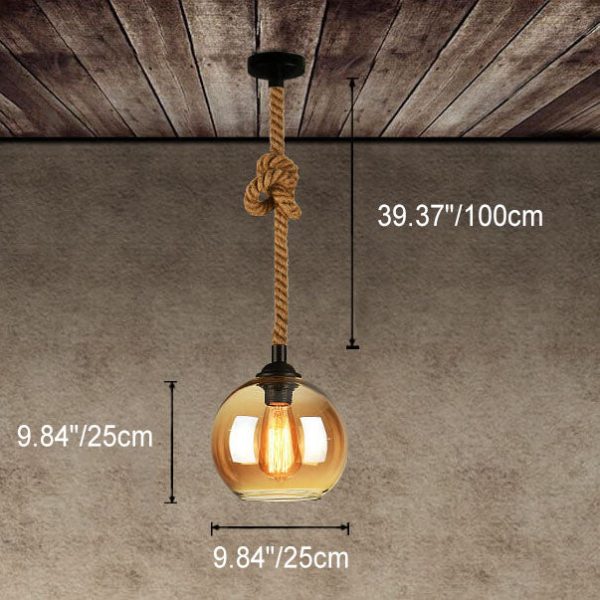 Retro Rope Hanging 1-Light Glass Globe Pendant Light - Image 8