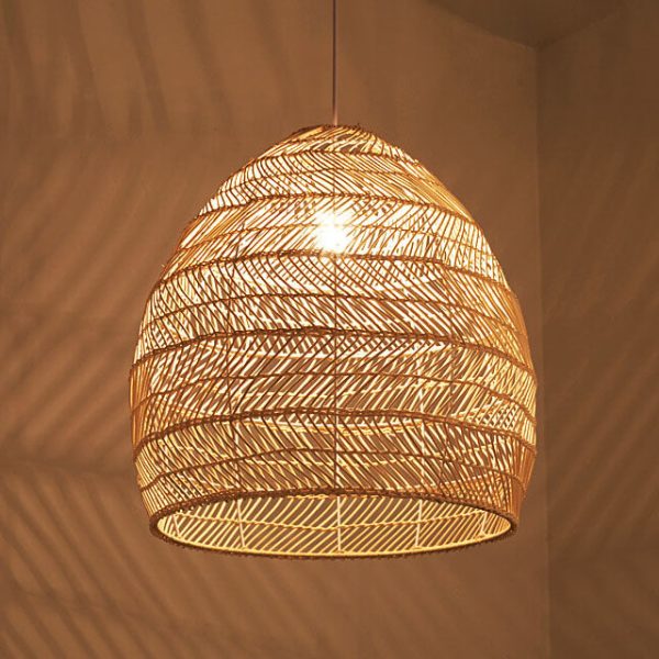 Rattan Weaving 1-Light Dome Pendant Light - Image 9