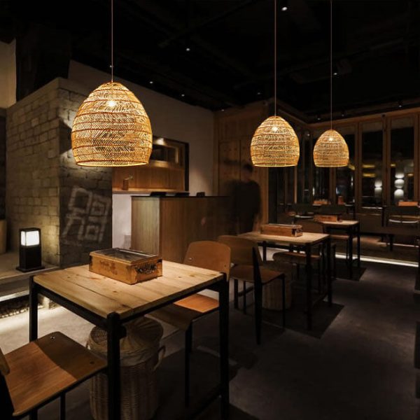 Rattan Weaving 1-Light Dome Pendant Light - Image 4