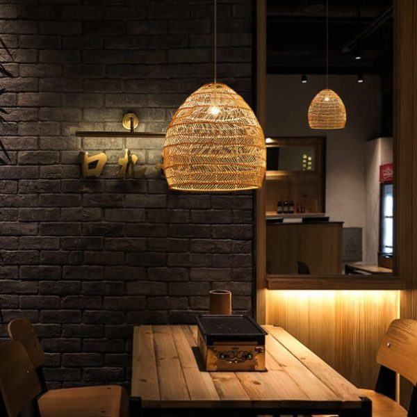 Rattan Weaving 1-Light Dome Pendant Light - Image 13