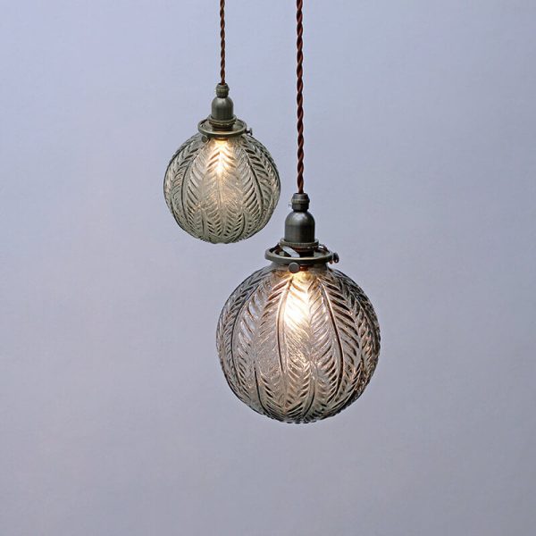 Retro Lotus Texture Glass 1-Light Globe Pendant Light - Image 10