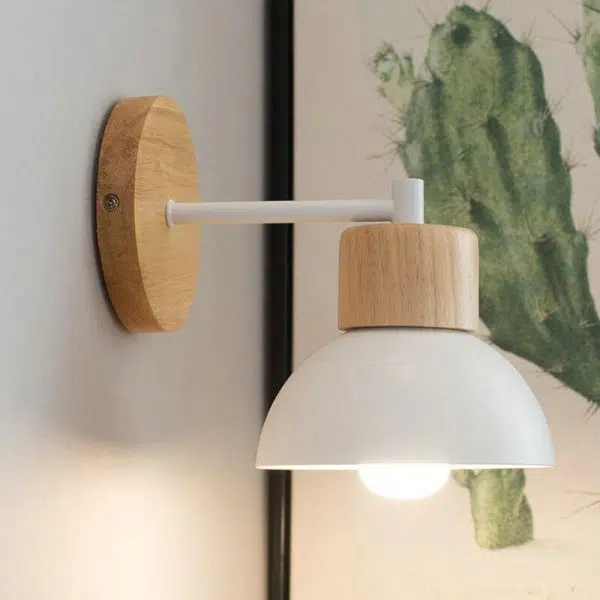 Nordic Wood Metal 1-Light Wall Sconce Lamps