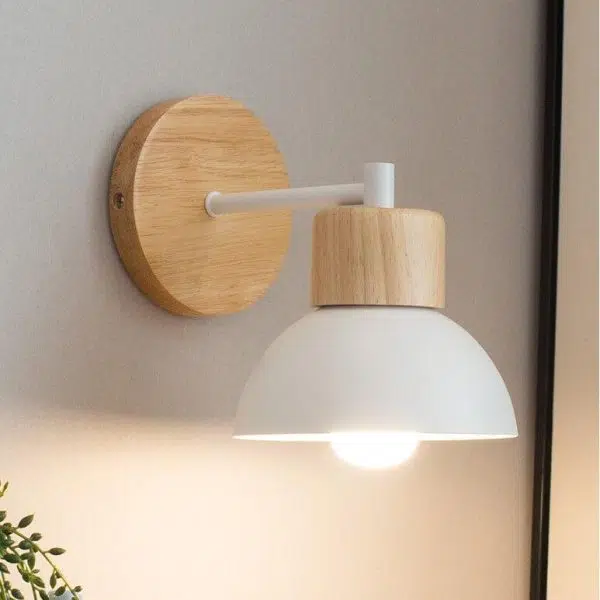 Nordic Wood Metal 1-Light Wall Sconce Lamps - Image 3