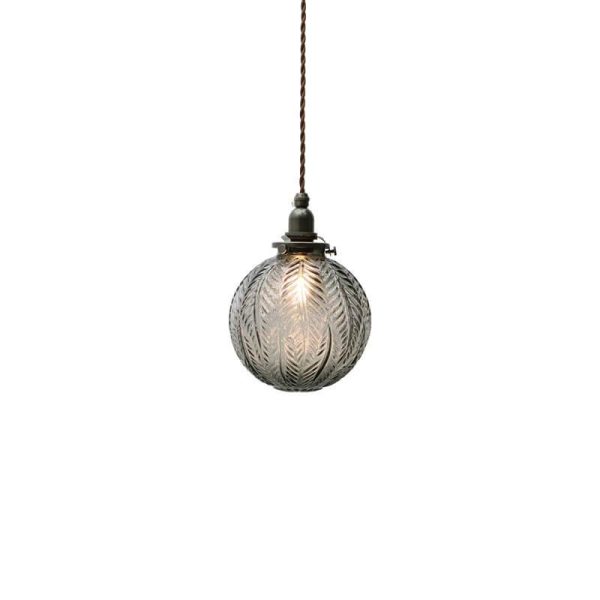 Retro Lotus Texture Glass 1-Light Globe Pendant Light - Image 6
