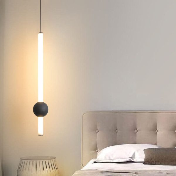 Modern Minimalist Long Cylinder with Metal Ball  LED Pendant Light - Image 9