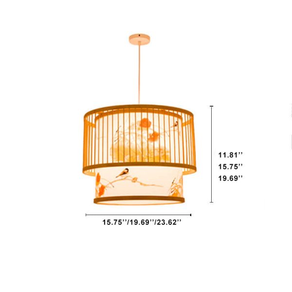 Chinese Bamboo Weaving 1 Light Cylindrical Pendant Light - Image 7