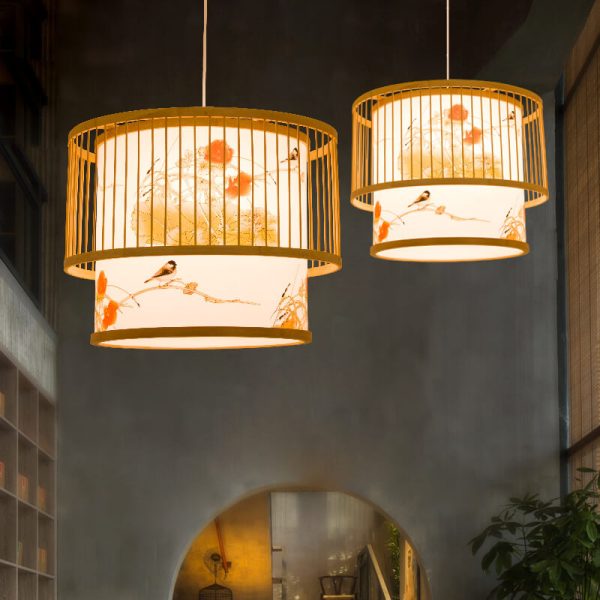 Chinese Bamboo Weaving 1 Light Cylindrical Pendant Light - Image 5