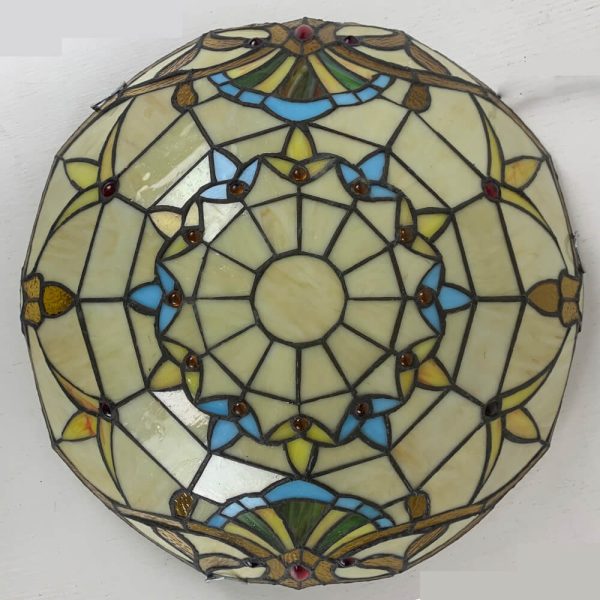 Traditional Tiffany Round Shell Bead Stained Glass 2-Light Flush Mount Ceiling Light For Hallway - Image 35