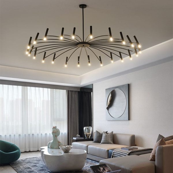 Contemporary Scandinavian Round Radioactive Iron Aluminum 12/24 Light Chandelier For Living Room - Image 19