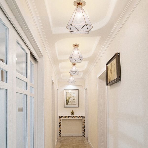 European Light Luxury Glass Gold 1-Light Semi-Flush Mount Ceiling Light - Image 17