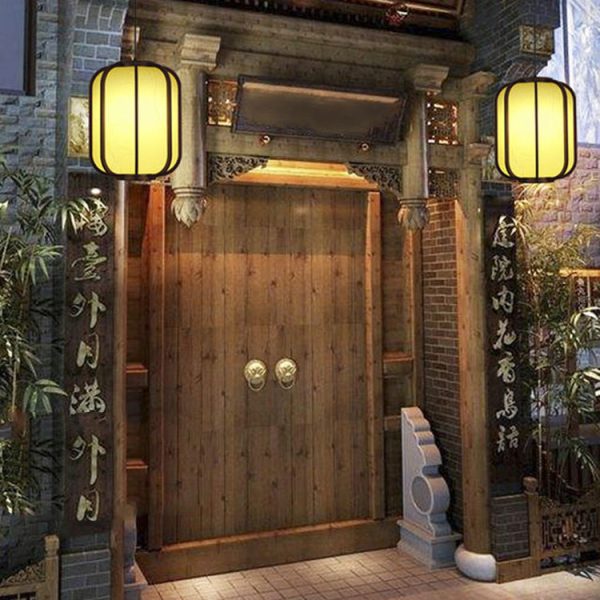 Modern Chinese Faux Sheepskin Wooden Lantern 1-Light Pendant Light - Image 19