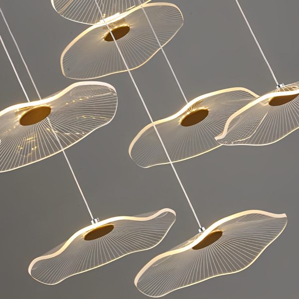 Small Acrylic Lotus Leaves LED Creative Modern Staircase Chandelier - Image 13