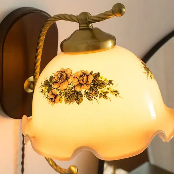 French Vintage Cream Glass Petal 1-Light Wall Sconce Lamp - Image 14