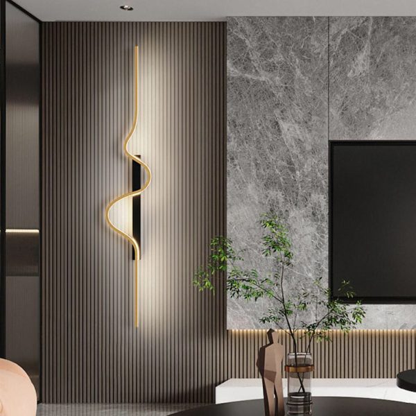Modern Minimalist Aluminum Corrugated Strip Iron Frame LED Wall Sconce Lamp For Bedroom - Image 2