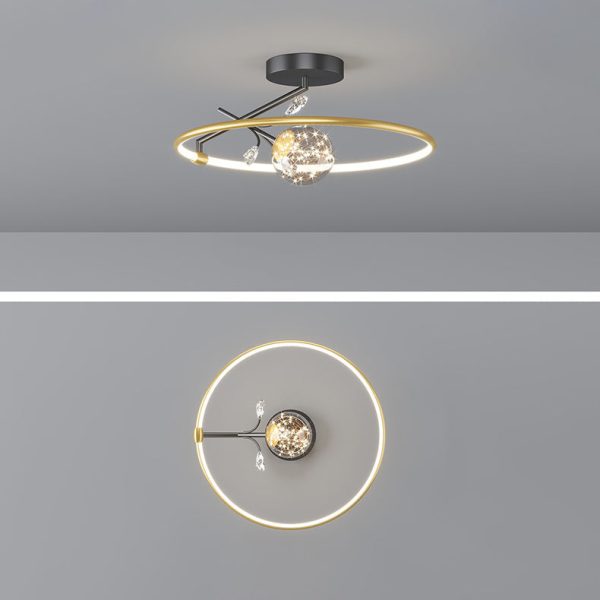 Modern Art Deco Iron Geometrical Ring Star LED Pendant Light For Living Room - Image 13