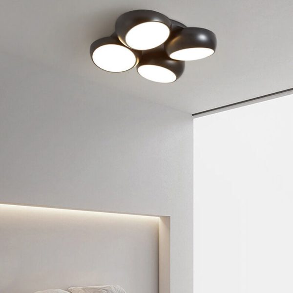 Scandinavian Modern Minimalist Iron Plastic Round LED Semi-Flush Mount Ceiling Light - Image 17