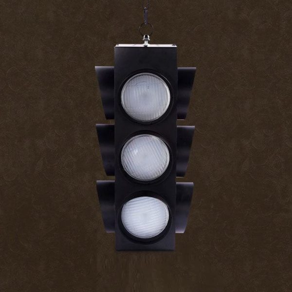 Retro Industrial Traffic Light Iron Glass LED Pendant Light - Image 8