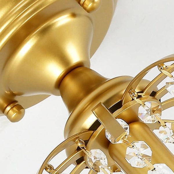 Scandinavian Modern Round Iron Crystal 1-Light Semi-Flush Mount Ceiling Light - Image 7