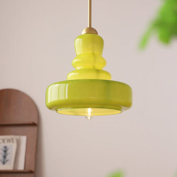 Modern Colorful Glass Gourd Shade 1-Light Pendant Light - Image 10
