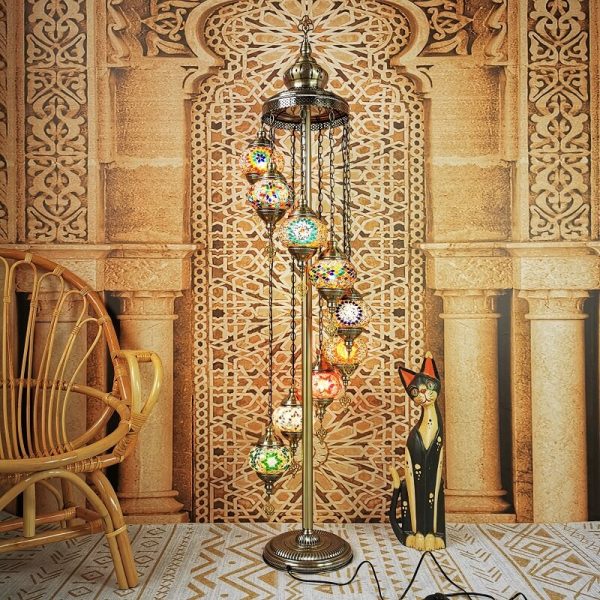 Retro Turkish Moroccan Globe 9-Light Standing Floor Lamp - Image 19