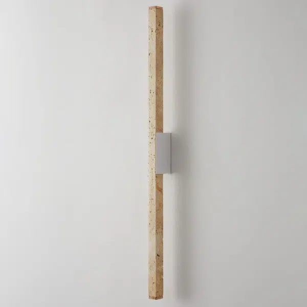 Japanese Wabi-Sabi Yellow Travertine Wood Long Strip LED Wall Sconce Lamp - Image 15