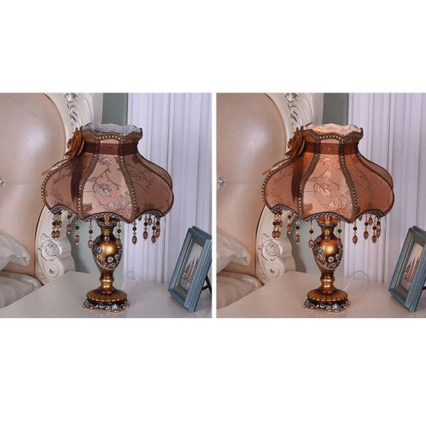 European Luxury  Fabric Lace Resin 1-Light Table Lamp - Image 24