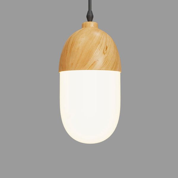 Japanese Wood Grain Round Oval Iron 1-Light Pendant Light - Image 6