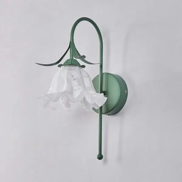 Nordic Vintage Floral Pumpkin Cream Glass 1-Light Wall Sconce Lamp - Image 12