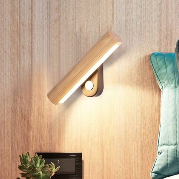 Nordic Simple Solid Wood Bar Rotating LED Wall Sconce Lamp - Image 10
