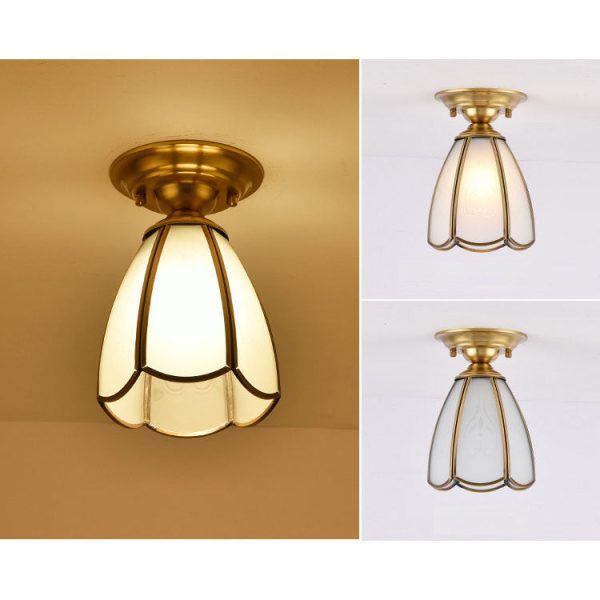 European Luxury Brass Glass Cone 1-Light Semi-Flush Mount Ceiling Light - Image 19