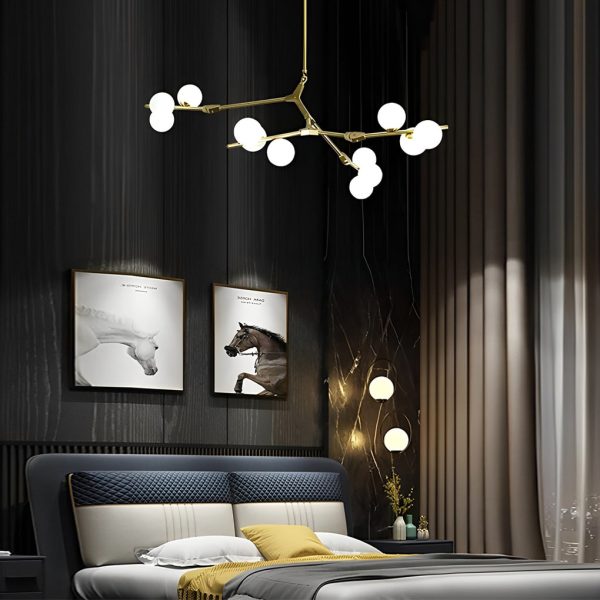 Nordic Style Modern Minimalist Cluster Metal Glass Chandelier ?Black & Gold Fixture - Image 4
