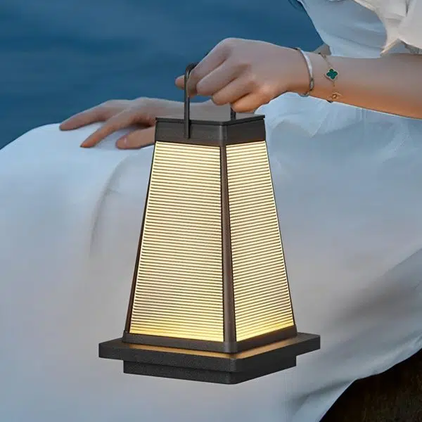 Square Waterproof LED Black Modern Portable Solar Outdoor Lanterns - Image 6