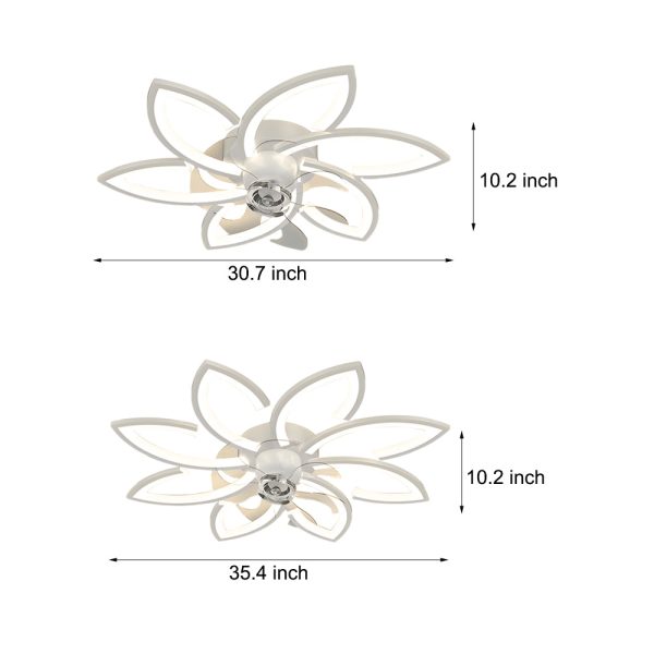 Modern Flowers Three Step Dimming LED Nordic Flush Mount Ceiling Fan Lamp - Image 7