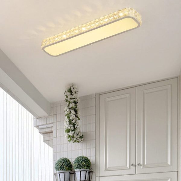 Modern Luxury Crystal Long Strip Acrylic LED Flush Mount Ceiling Light - Image 4