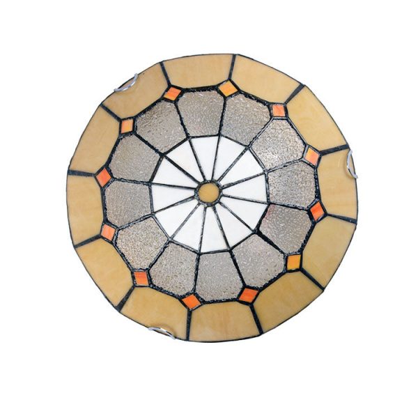 Traditional Tiffany Mediterranean Stained Glass Dome 2-Light Flush Mount Ceiling Light For Hallway - Image 10