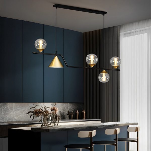 Strip Cone Glass Bubbles LED Iron Electroplating Nordic Chandelier - Image 6