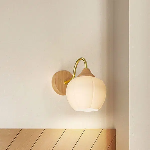 Nordic Striped Glass Round Log Wood 1-Light Wall Sconce Lamp - Image 21