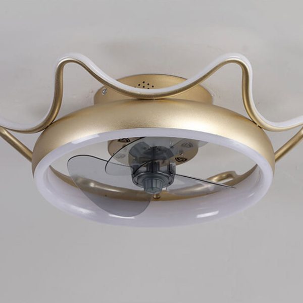 Nordic Light Luxury Round Wrought Iron LED Flush Mount Ceiling Fan Light - Image 8