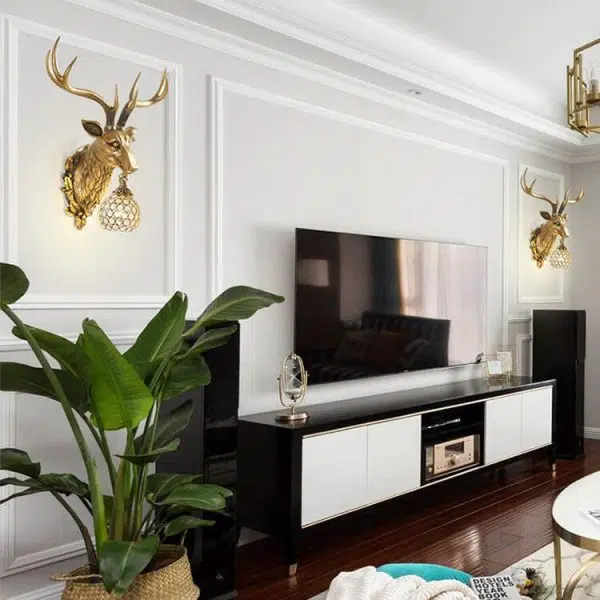 European Retro Deer Head Resin 1-Light Wall Sconce Lamp - Image 3