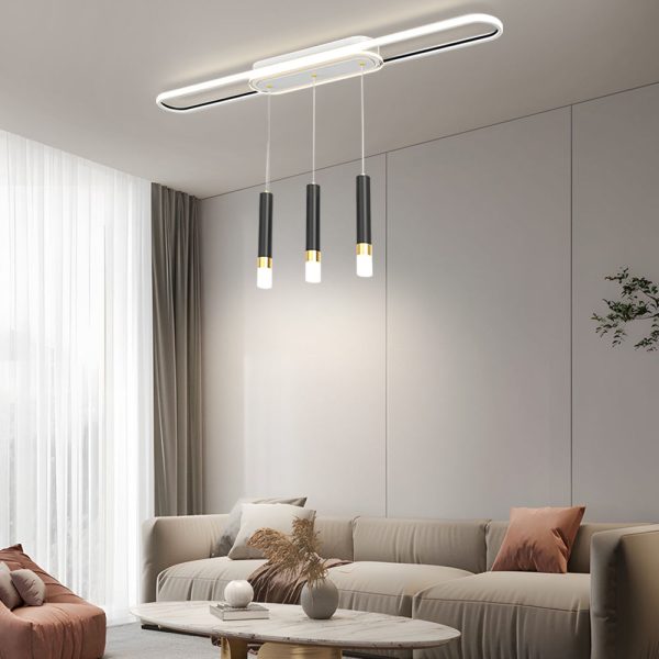 Long Circular Three Step Dimming LED Modern Ceiling Light Fixture Hanging Lamp - Image 5