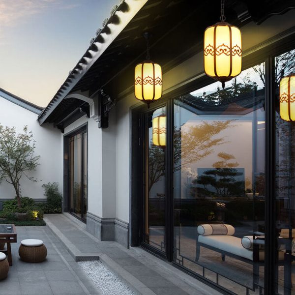 Modern Chinese Marble Lantern Outdoor Waterproof 1-Light Pendant Light - Image 21