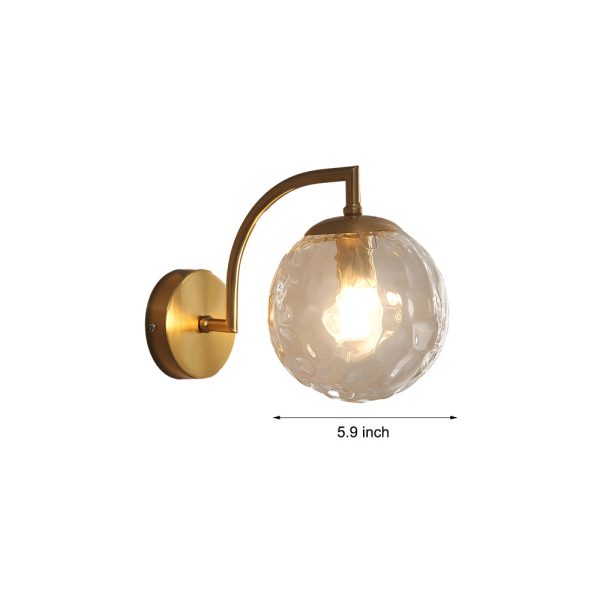 1-Light Curved Arm Wall Sconce with Ball Rib Glass Ball Shade - Image 13