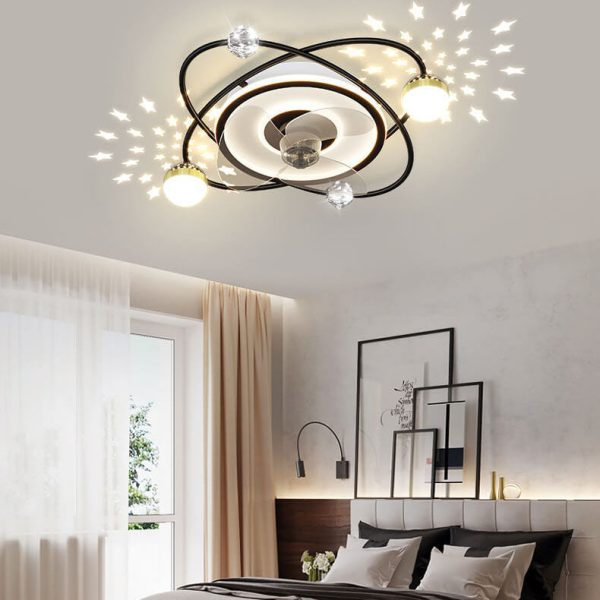 Modern Light Luxury Ring Star Effect LED Invisible Flush Mount Ceiling Fan Light - Image 14