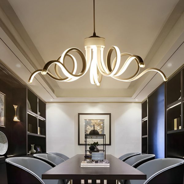 Curves Flower Petals Stepless Dimming White Nordic LED Chandelier - Image 6