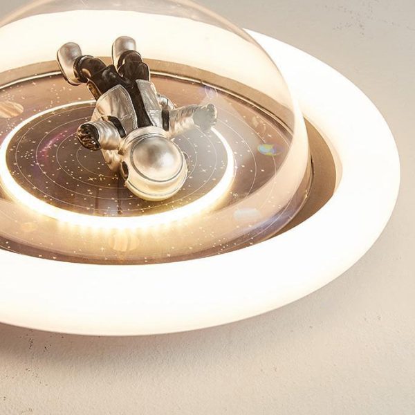 Contemporary Creative Cartoon Planet Resin Astronaut Acrylic Round Shade LED Kids Flush Mount Ceiling Light For Bedroom - Image 9
