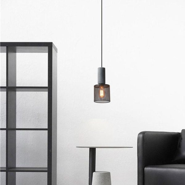 Contemporary Industrial Cylindrical Tapered Cement Iron 1-Light Pendant Light For Living Room - Image 15