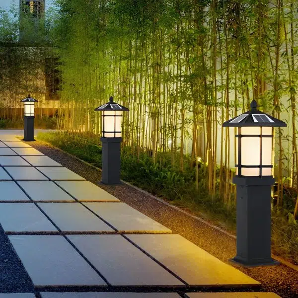Modern Solar LED Lawn Lamp with Ancient Asian Style Top Waterproof Outdoor Light - Image 11